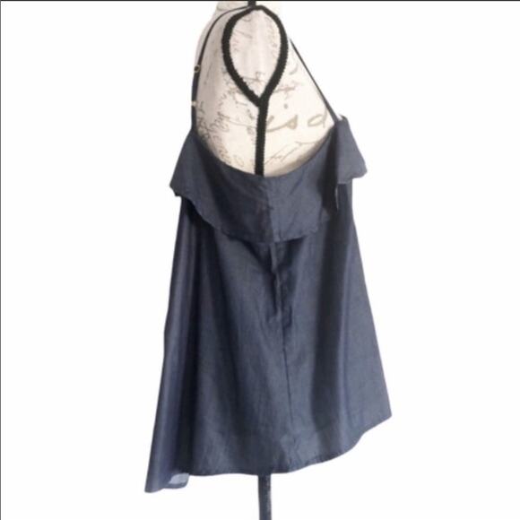 NEW REVOLVE MCGUIRE Cassia Denim Ruffle Asymmetrical Tank Top Blouse Shirt L - Picture 6 of 8